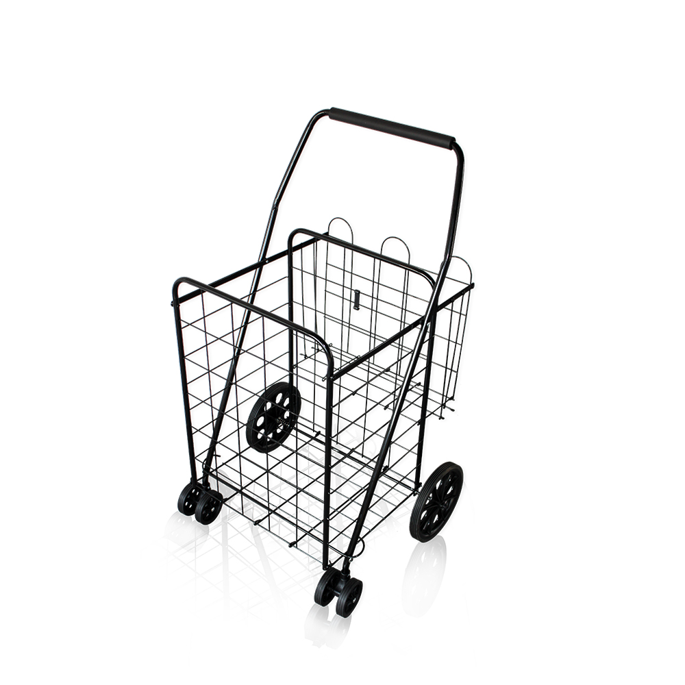 Utility 4 hjul stål hopfällbar Multifunction Storage Shopping Cart